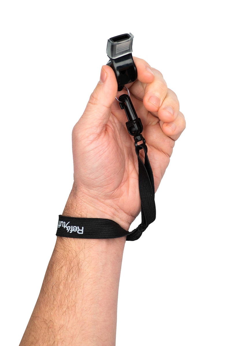 Referee Whistle Fox 40 Classic CMG Cushioned Mouth Grip on a RefStuff Elasticated Wrist Lanyard