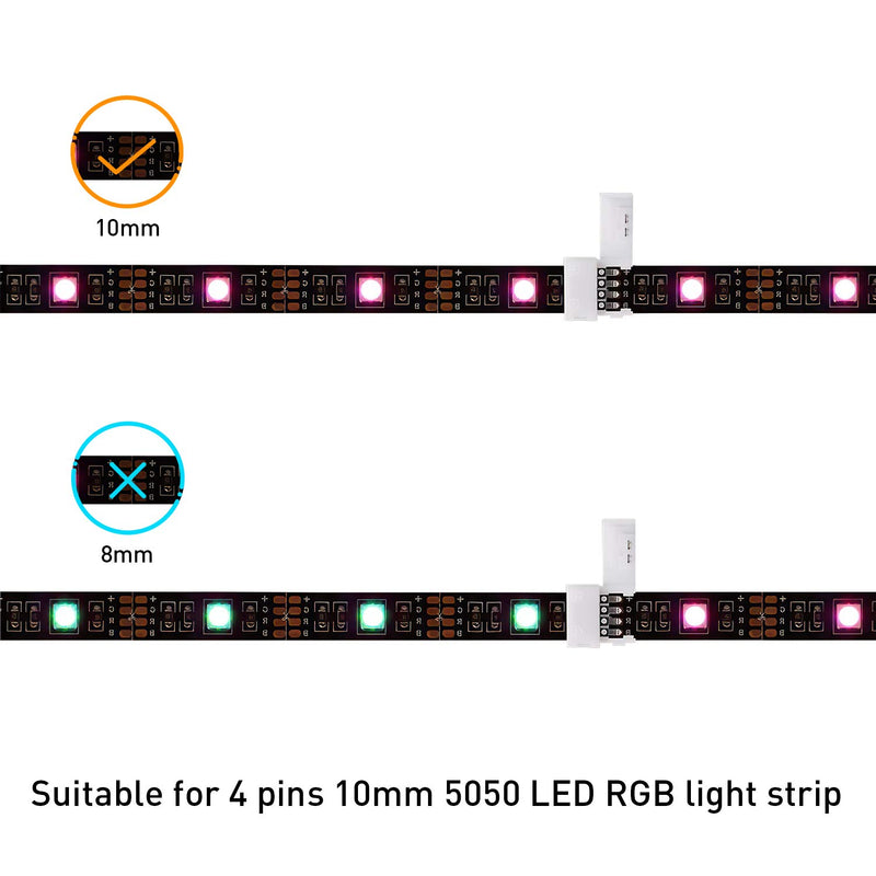 [AUSTRALIA] - led Strip Light Connector 4pin-10 PCS Gapless 10mm led Tape Light Connectors for SMD 5050 Strip 