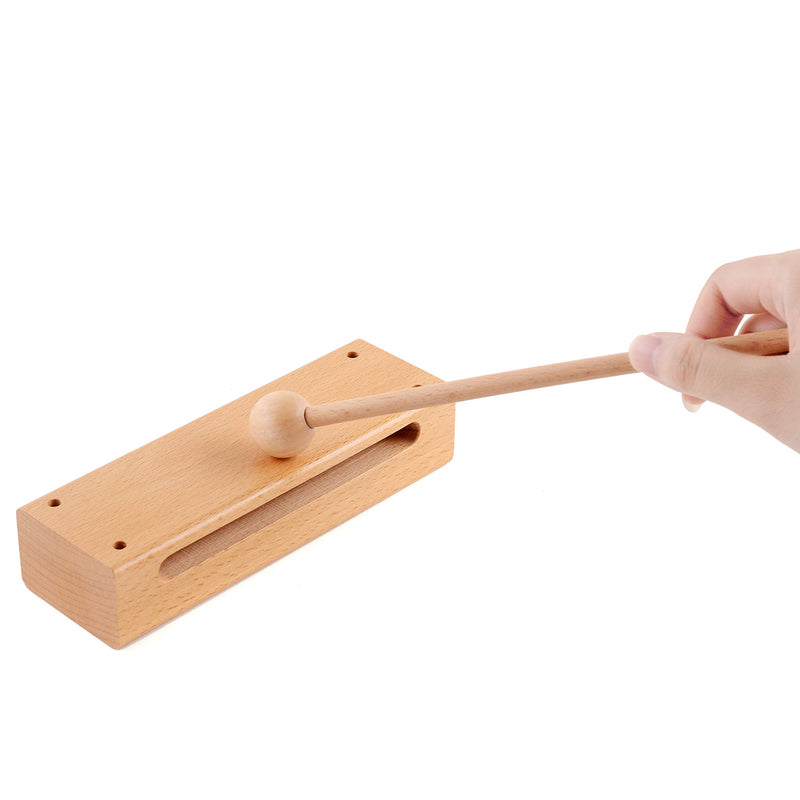 Musical Wood Block Percussion Instrument with Mallet