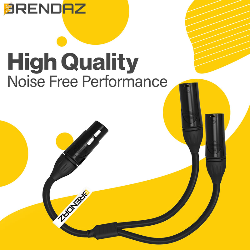 (2 Pack) BRENDAZ XLR Splitter Cable, XLR Female to Dual XLR Male Y Cable, Compatible with Microphone, Audio Mixer, Speaker,