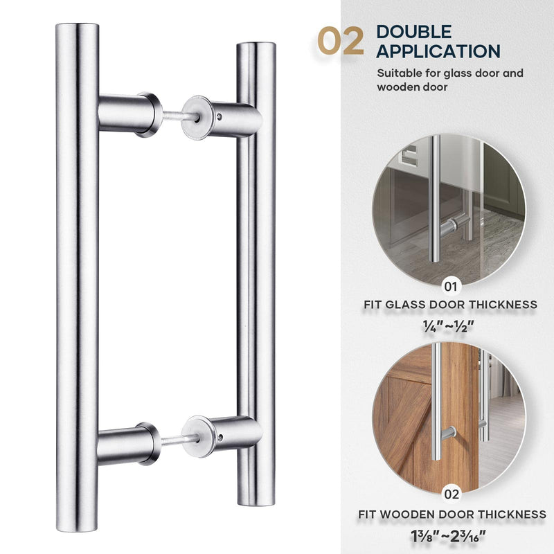 [AUSTRALIA] - EaseLife 12" Stainless Steel Double Sided Push Pull Door Handle,H Shape Sliding Door Handle,Brushed,Fit for Glass Door Wooden Door 1 12inch 