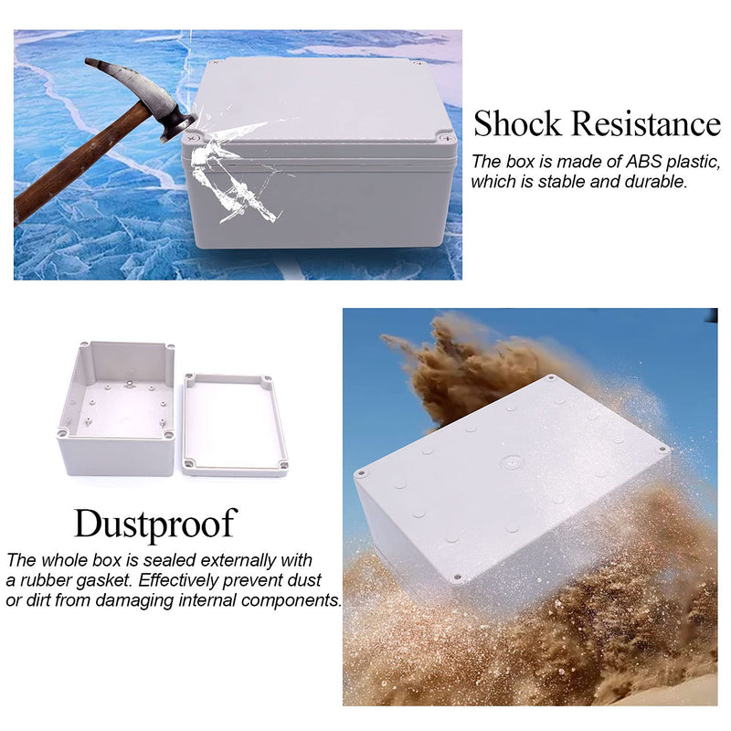 Twidec/Waterproof Dustproof IP67 Junction Box ABS Plastic Electrical Project Box DIY Case Enclosure Gray 8"x 6"x 4"(200 x 150 x 100 mm)