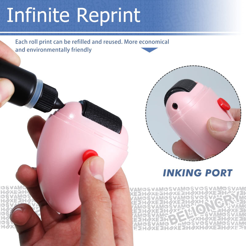 Belioncry Identity Theft Protection Roller Stamp 2.0 Generation with Ceramic Box Opener ID Police Block Address and Protect Your Privacy Information Self-Inking Roller Stamp Black Normal+3 Refills