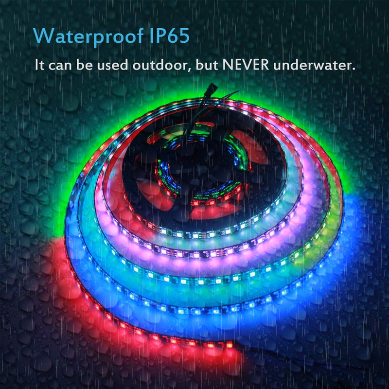 [AUSTRALIA] - ALITOVE RGB Addressable LED Strip WS2811 12V LED Strip Lights 16.4ft 300 LEDs Dream Color Programmable Digital Flexible LED Pixel Rope Light Waterproof IP65 with 3M VHB Heavy Duty Self-Adhesive Back Black Fpcb Ip65 5m 300 LEDs Strip 