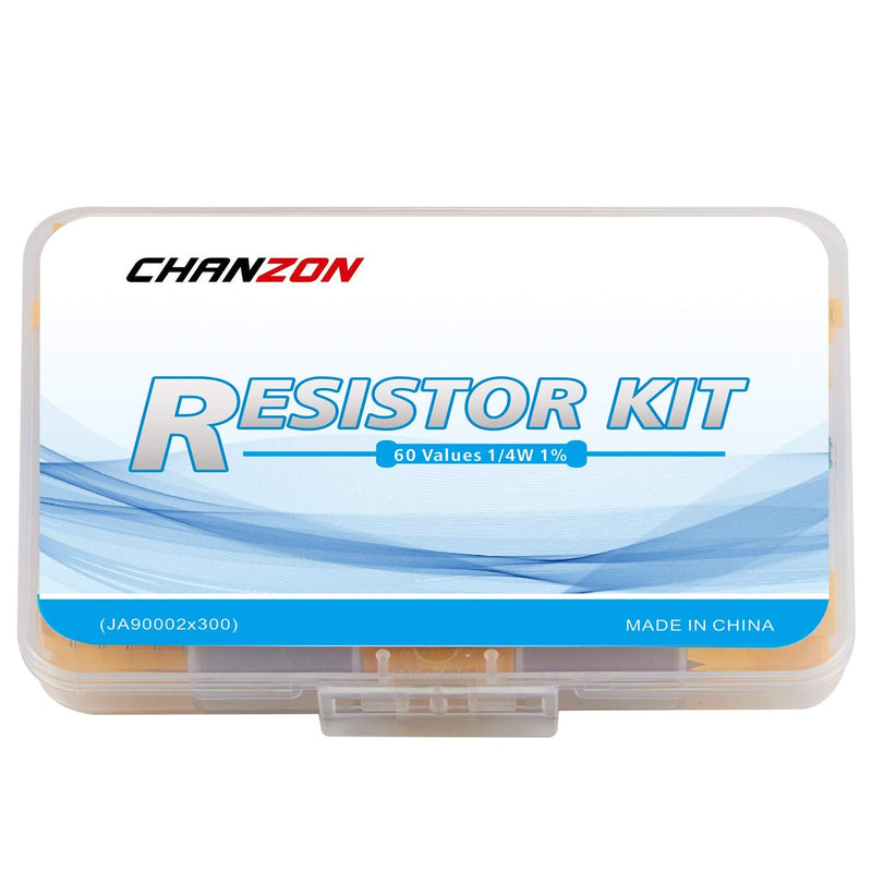 Chanzon 60 Values 1/4w (0.25 watt) Metal Film Fixed Resistor Kit 300pcs 1R-4.7MR Ω ohm ±1% Tolerance 0.01 MF Through Hole Resistors Assortment Current Limiting Rohs Certificated