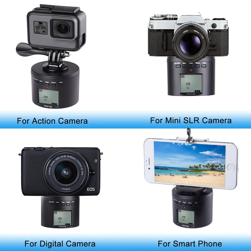 [AUSTRALIA] - Suptig Tripod Mount Camera Tripod Mount Electric 360 Degree Tripod Head Compatible for Gopro Hero 10 Hero 9 Hero 8 Hero 7 Hero 6 Hero 5 Hero 4 Gopro Max DJI osmo and iPhone Samrtphone Digital Cam 