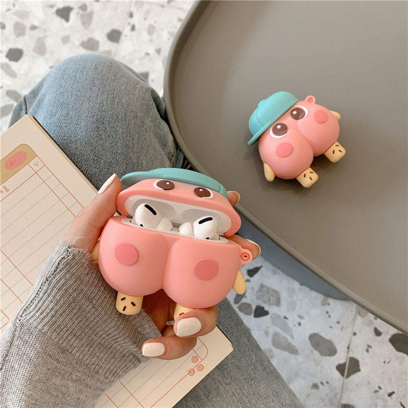 TOUBN Creative Airpods Charging Case Suitable For Airpods 1 & 2, Cute Hat Short Leg Monster Design Soft Silicone Full Protective Cover, Creative Attractive Wireless Headset Accessories Airpods 1, 2