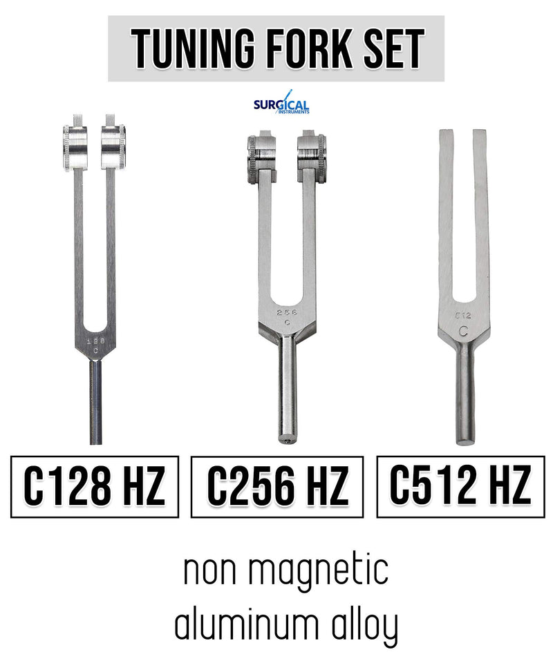 Set of 3 pcs Aluminum Sensory Tuning Forks C 128 256 512