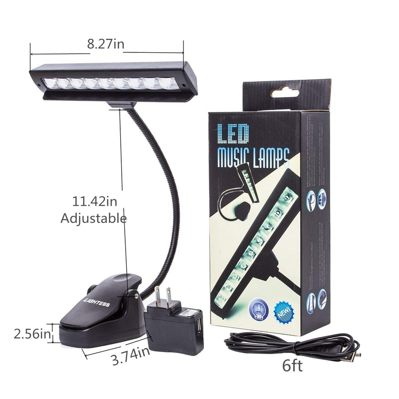 Lightess Music Stand Lights Clip on Book Lights Piano LED Reading Lamp USB Desk Lamp, Black