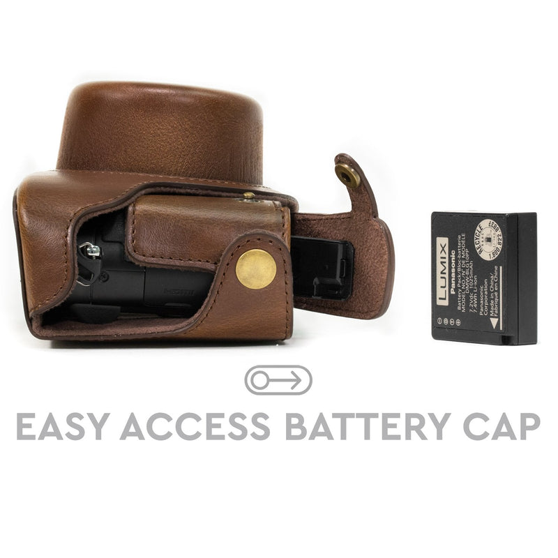MegaGear Ever Ready Protective Leather Camera Case, Bag for Panasonic LUMIX LX100, DMC-LX100 Camera (Dark Brown)