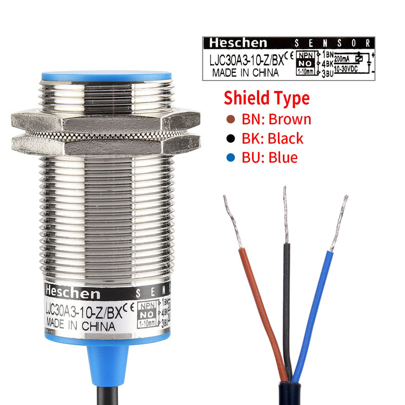 [AUSTRALIA] - Heschen M30 Capacitive Proximity Sensor Switch Shield Type LJC30A3-10-Z/BX Detection 1-10mm 10-30VDC 200mA NPN Normally Open(NO) 3 Wires 