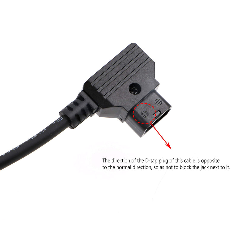AConnect Rotatable Right Angle 4 Pin Male to Reverse D-Tap Power Cable for Zacuto Kameleon EVF 18in/45cm