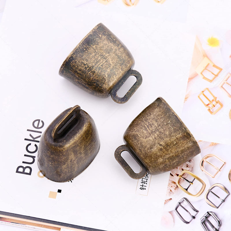 MrMrKura 6 Pack Cow Horse Sheep Grazing Copper Bells Set Anti-Lost Hanging Neck Cowbell Small Brass Bell Iron Vintage Bells Bronze and Copper Bells with Hemp Rope