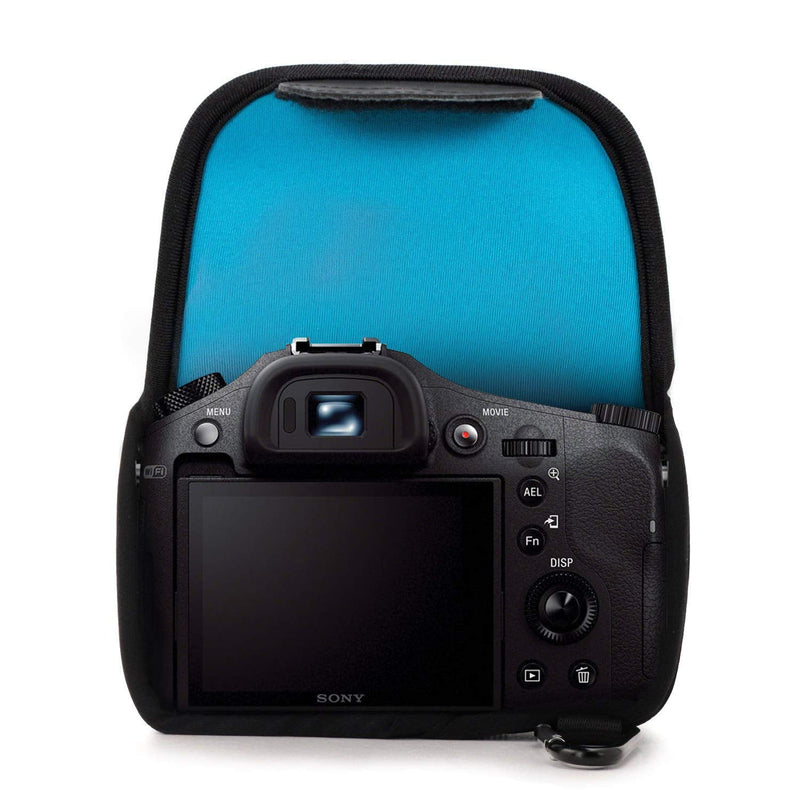 MegaGear ''Ultra Light'' Neoprene Camera Case Bag with Carabiner for Sony Cyber-shot DSC-RX10, Sony Cyber-shot DSC-RX10 II (Blue) Blue
