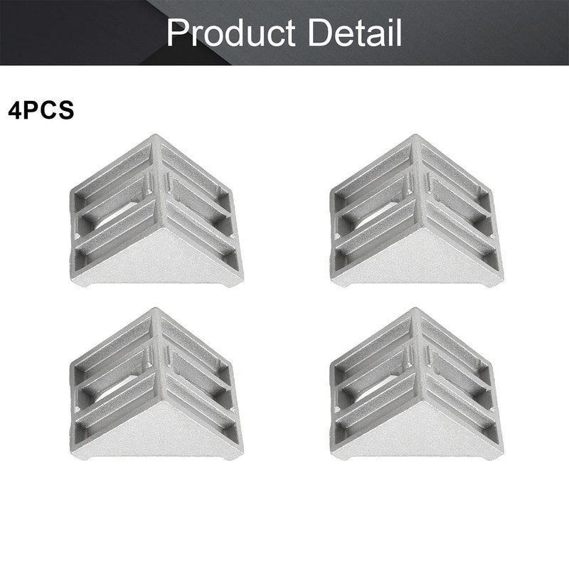 MroMax 4PCS Inner Angle Bracket Gusset Aluminum Alloy Inner Joint Bracket Suitable for 4545 Series Aluminum Extrusion Profile Silver