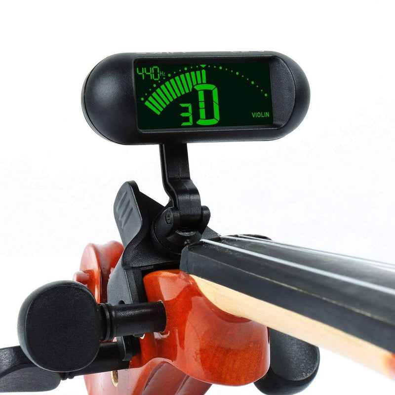 Rinastore Professional Violin Viola Tuner, Clip-On Large LCD Screen Tuner (Black)