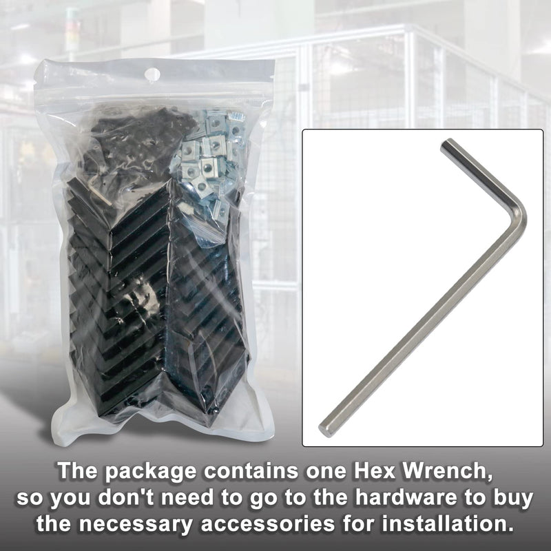 CheeMuii 2040 Corner Bracket Kit,20pcs Corner Brackets 80pcs Hexagon Socket Screw 80pcs Slide Nuts and 1pcs Hex Wrenchs for Slot 6mm 20s Aluminum Extrusion Profile Rail Accessories 20sets Black