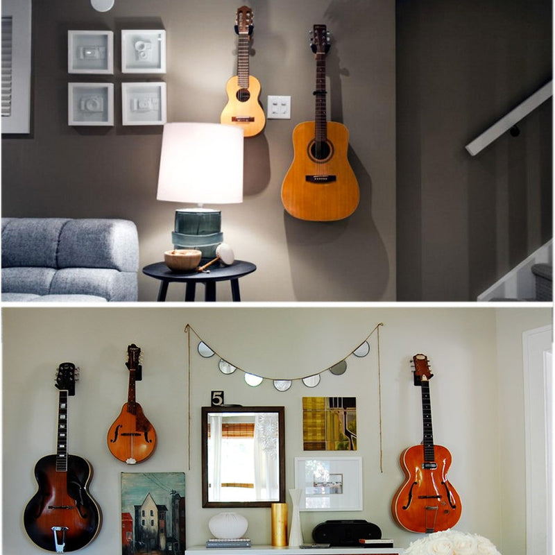 Guitar Wall Mount Hanger Hook Acoustic Electric Bass Guitar Wall Hook Hanger Black Metal Holder Hanger for All Size Guitars