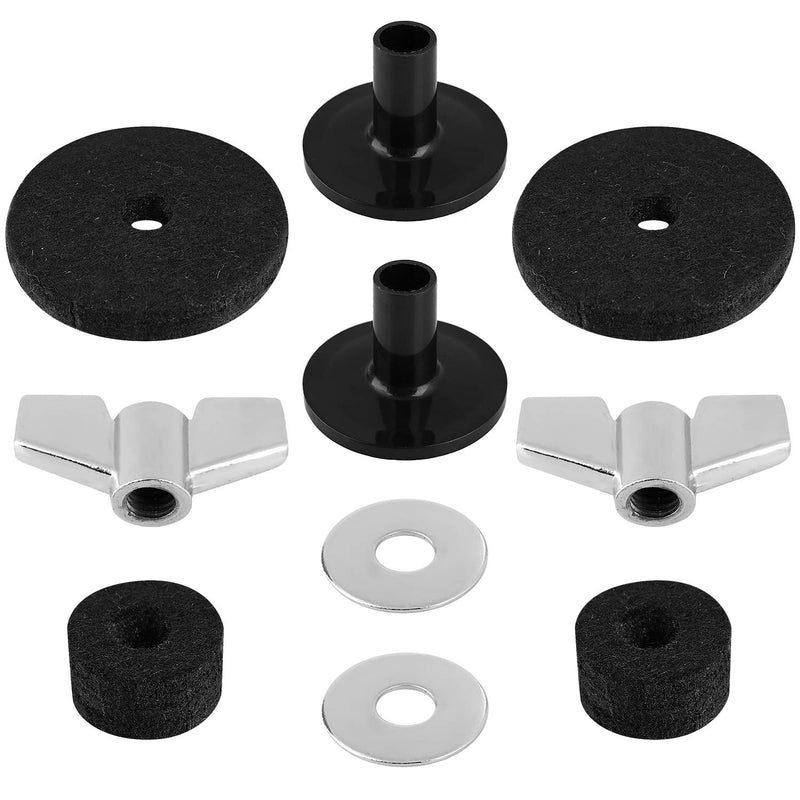 22 Pieces Cymbal Replacement Accessories Including Black Cymbal Felts, Hi-Hat Clutch Felt, Hi Hat Cup Felt, Cymbal Sleeves with Base, Wing Nuts and Cymbal Washer