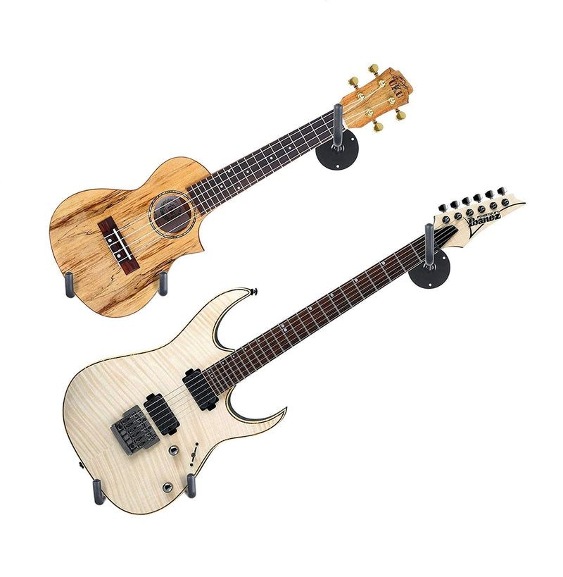 Luckyaa Guitar Wall Mount Hanger for Acoustic/Electric/Classical Guitar, Ukulele, Banjo and Mandolin Bracket Slat Wall Horizontal Guitar Holder Bass Stand Rack Hook