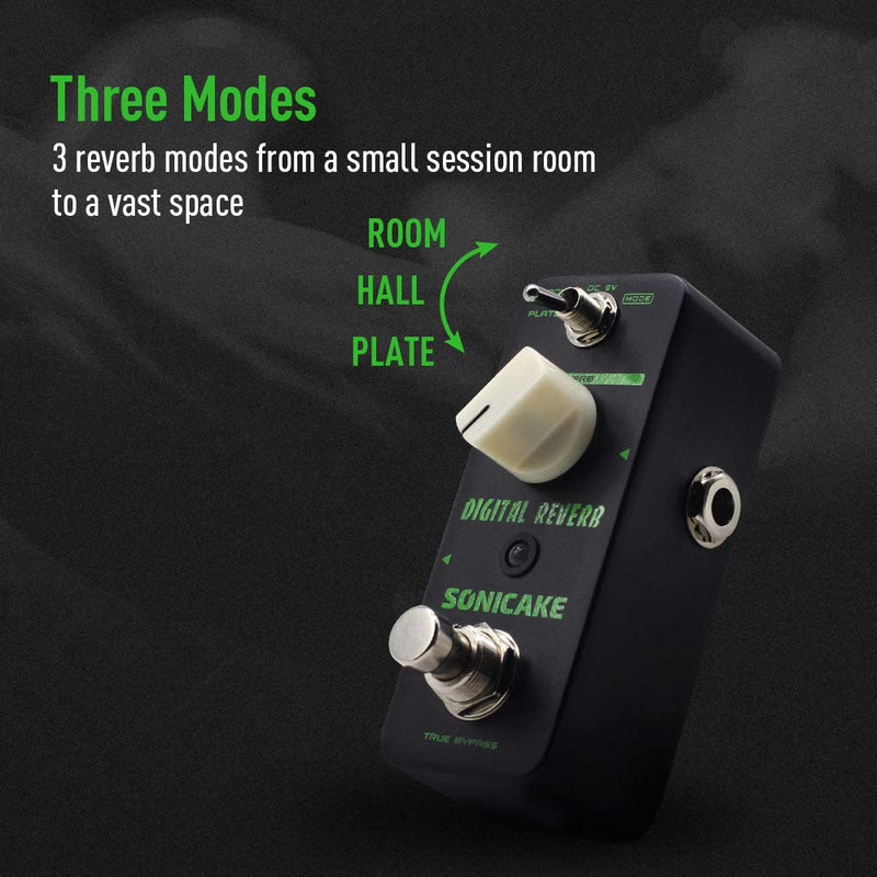 SONICAKE Reverb Guitar Effects Pedal Digital Reverb Room Hall Plate