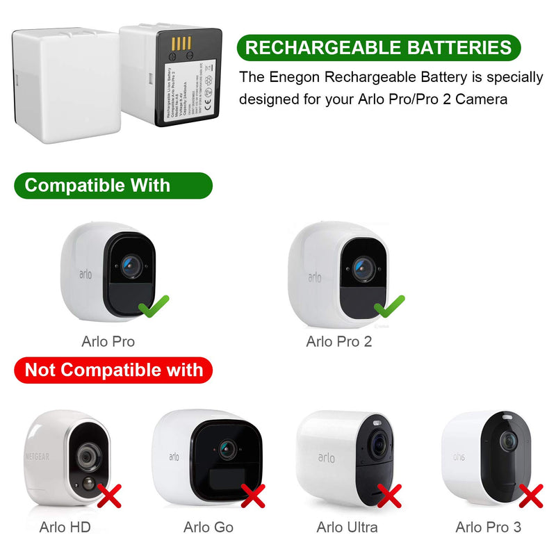 Rechargeable Batteries for Arlo Pro, 2440mAh Lithium Ion Rechargeable Battery Compatible for Arlo Pro/Pro 2 | (VMA4400) - NOT Compatible Ultra/Pro 3