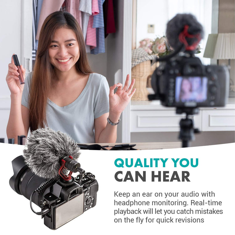 Movo Microphone and Motorized Gimbal Extension Bundle - Includes The Movo VXR10 Shotgun Mic and Triple Shoe Extension Video Mounting Bracket