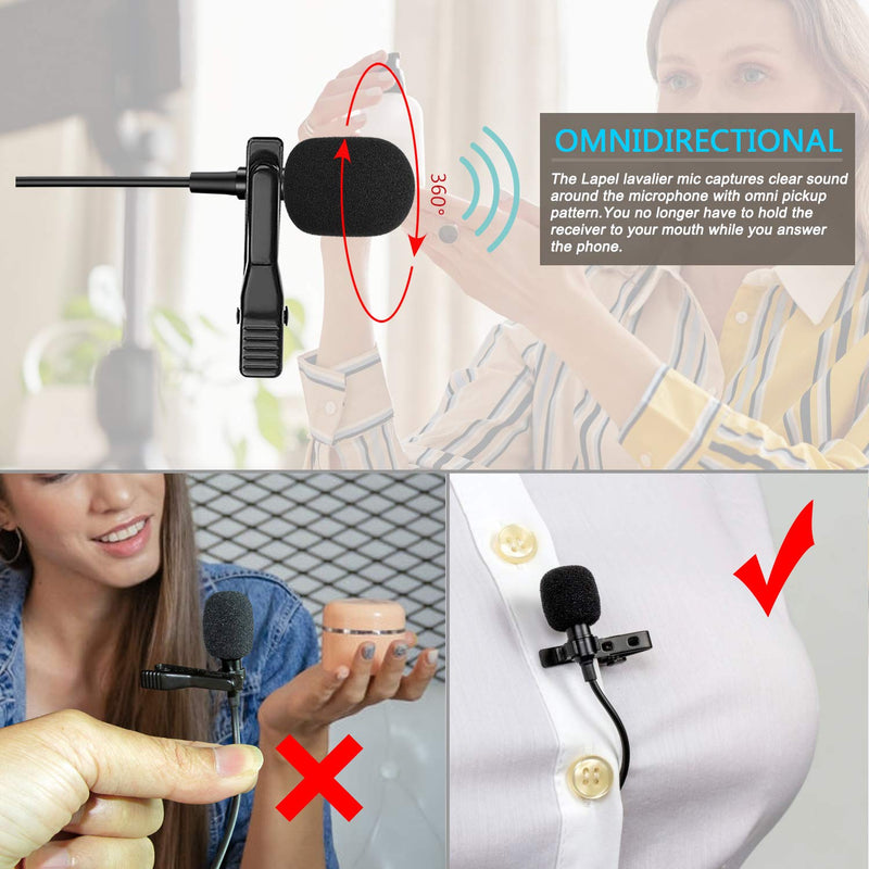 [AUSTRALIA] - Microphone for iPhone, Professional lavalier Microphone for Speech, Interview, News Report，Vlog Recording，Live Broadcasting (59in) 