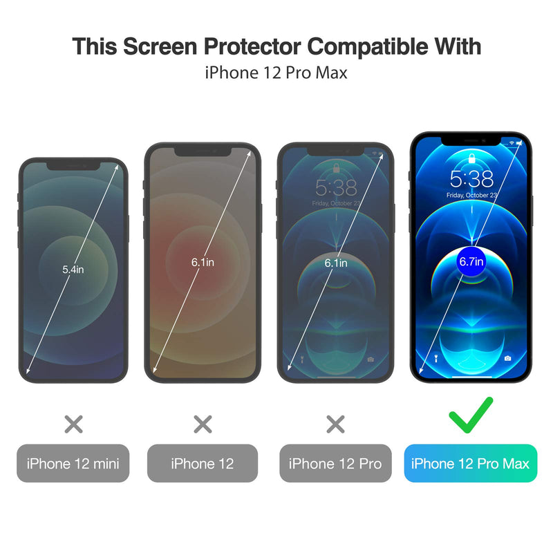 Luckymore Compatible for iPhone 12 Pro Max Screen Protector 6.7 inches,Tempered Glass-3Pack…