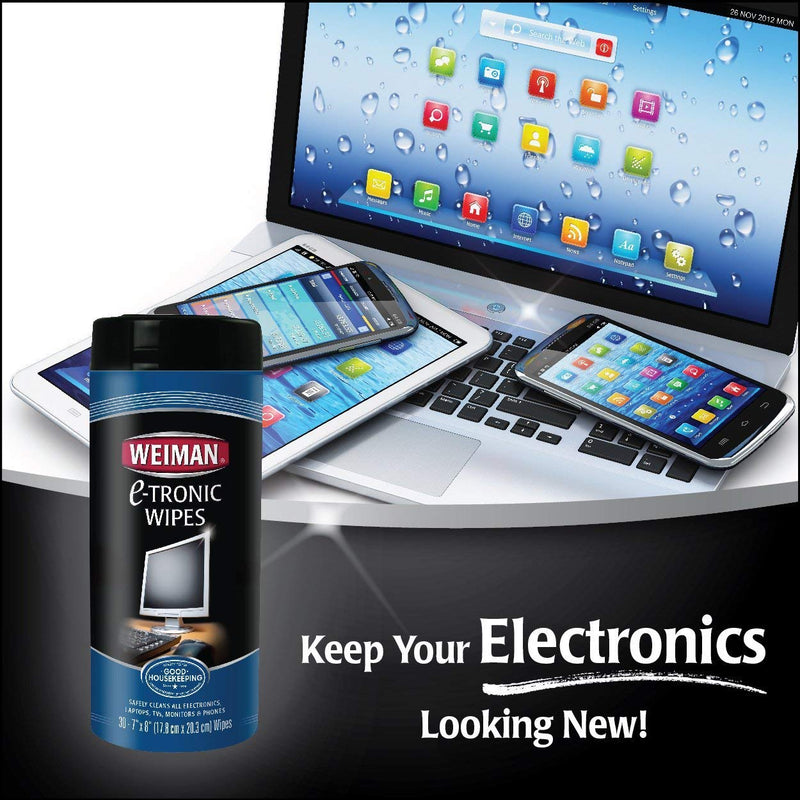 Weiman Anti-Static Electronic Cleaning Wipes For LCD Screens, Computers, TVs, Tablets, E-readers, Smart Phones, Netbooks, and Touchscreens (30 Wipes) 30 Count (Pack of 1)