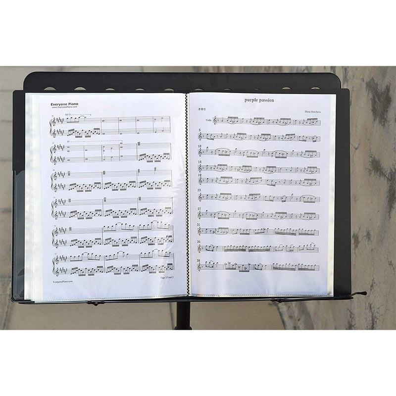 Sheet Music Folder, Plastic A4 Black Storage Rack for Treble Clef Musics Theme