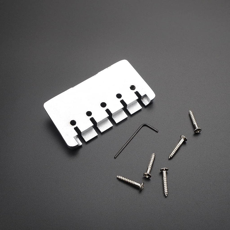 Alnicov 5 String Fixed Bridge for Electric Bass Guitar Parts Accessories Chrome