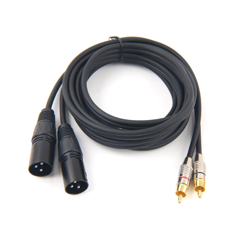 SiYear Unbalanced 2 XLR 3PIN o Dual RCA Male Phono Plug HIFI Audio Cord Cable，Dual XLR to 2 RCA Male Connection Microphone Cable Patch Cable(10FT/3M) 2XLRM-2RCAM