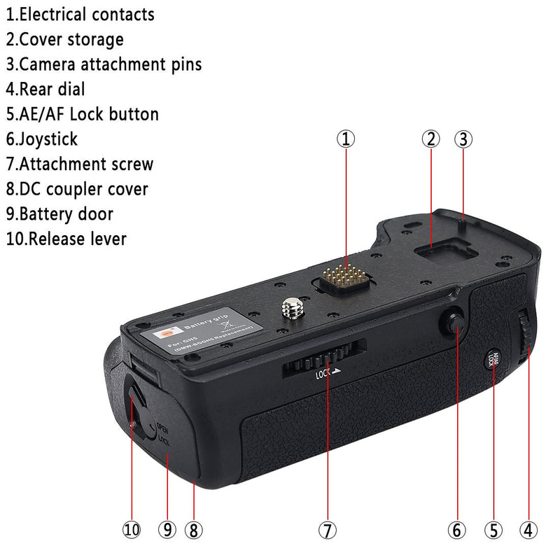 DSTE Replacement for Pro DMW-BGGH5 DMW-BGGH5GK Vertical Composition Battery Grip Compatible Panasonic GH5 GH5S Lumix GH5 Digital Camera as DMW-BLF19 BLF19E