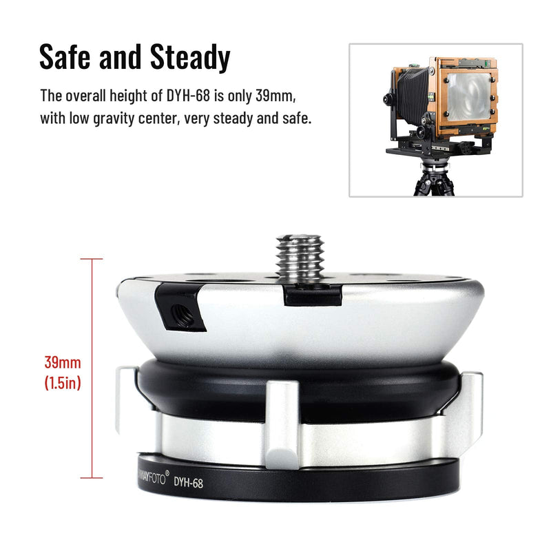 SUNWAYFOTO DYH-68 Leveling Base Tripod Head 22 lbs Load Capacity