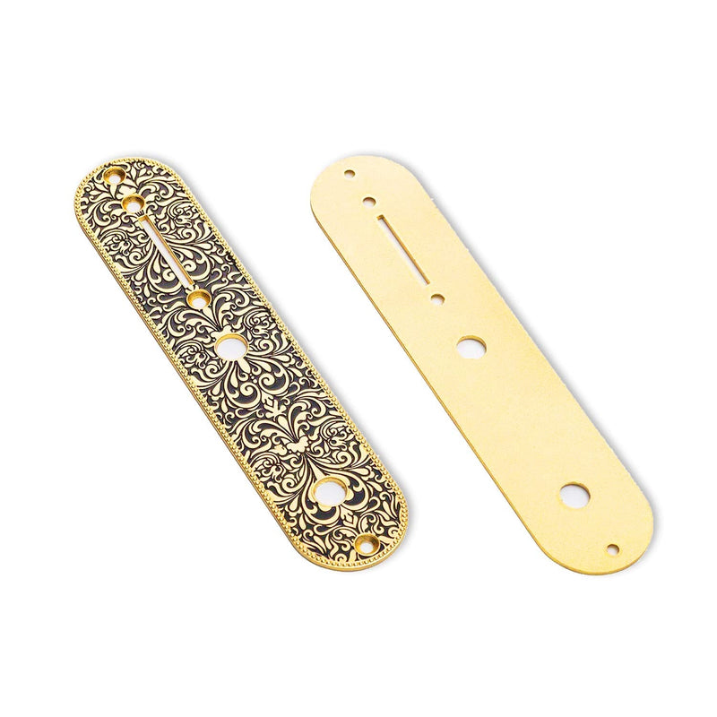 WANBY Professional 6 String Saddle Bridge Plate Beautiful Decorative Pattern for Tele Electric Guitar (Golden) Golden