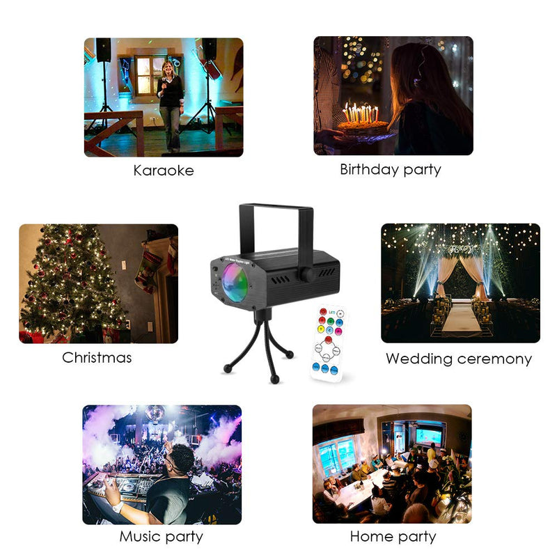 [AUSTRALIA] - Leaden Party Laser Lights, 7 Colors Led Stage Party Light Projector, Strobe Water Ripples Lighting for Parties Room Show Birthday Party Wedding Dance Lighting with Remote Control(Black) Black 