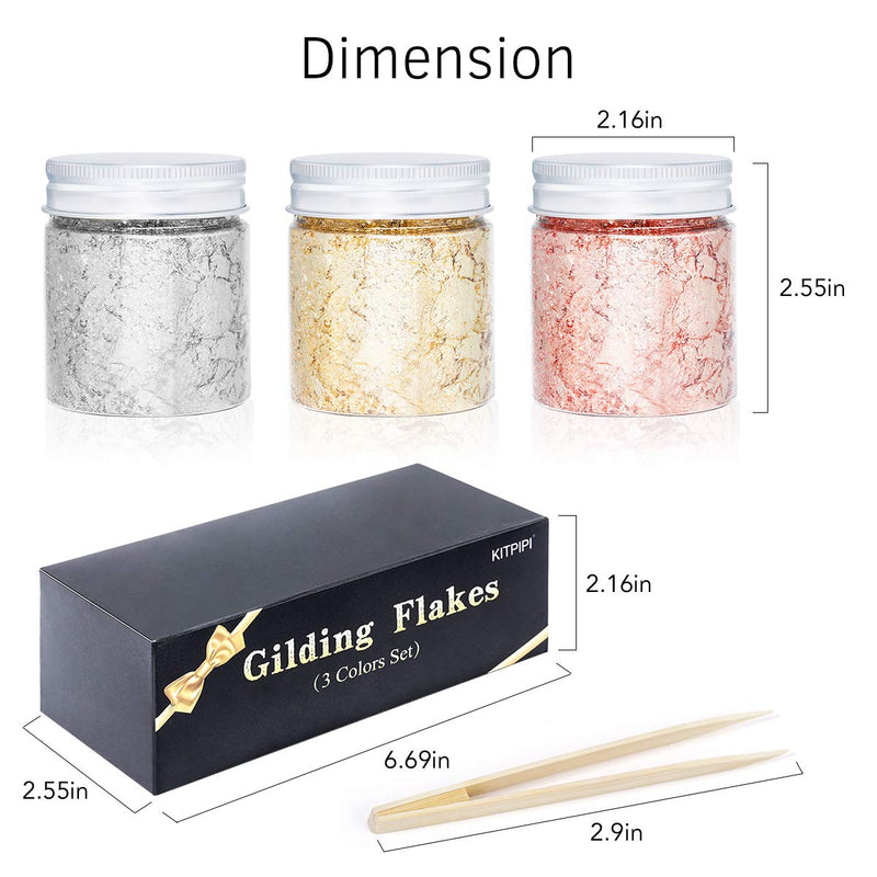 Gilding Flakes Gold Foil Flakes for Resin Gold Leaf Metallic for Painting Arts and Resin Crafts, Nail Art, 30g 30g Gold+silver+copper