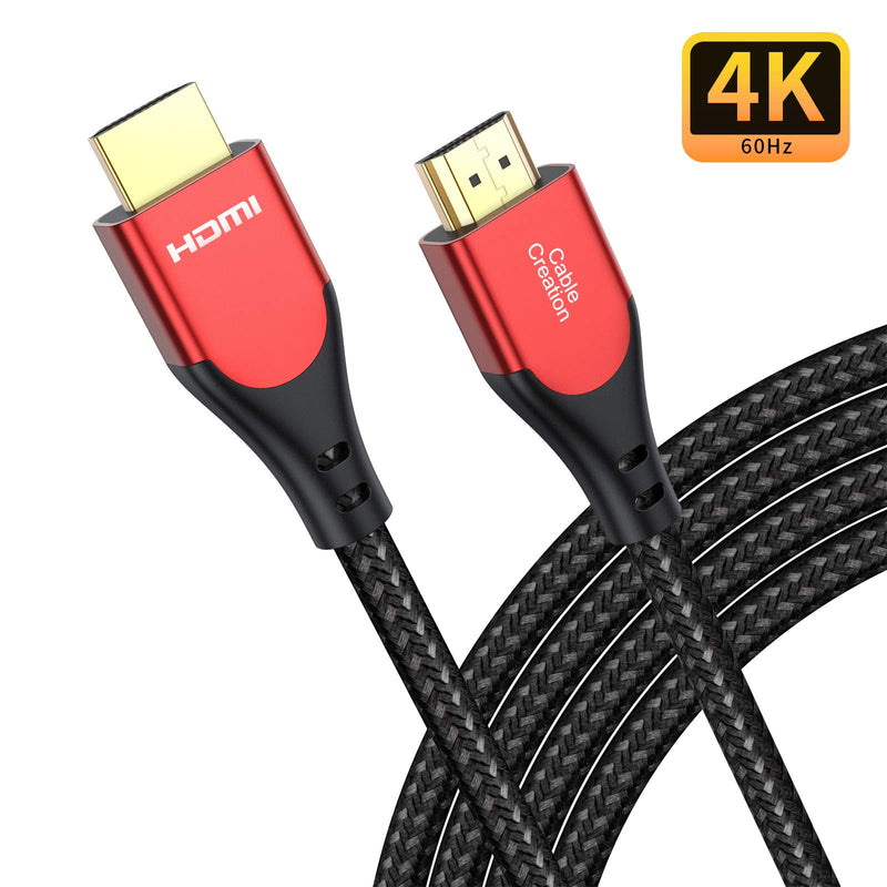 HDMI Cable 4K@60Hz 6.6 ft, CableCreation HDMI 2.0 Cable, High-Speed 18Gbps, 4K HDR, 3D, 2160P, 1080P, Ethernet Support, Compatible with UHD TV, PS5/PS4, Xbox One, Blu-ray, PC, Projector and More 6.6ft Red