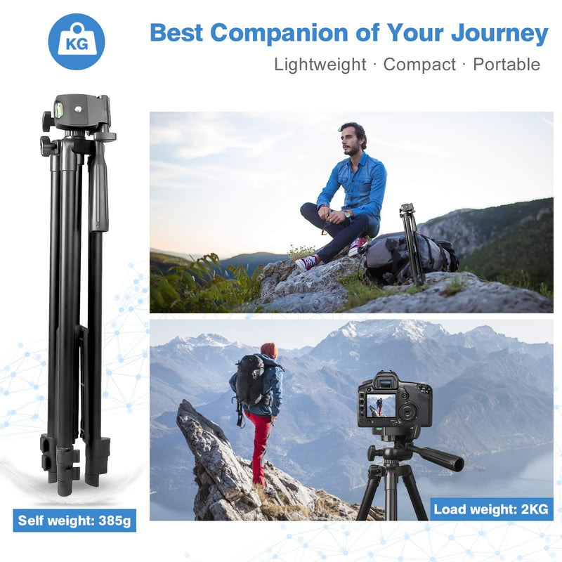 UBeesize 50” Phone Tripod Stand, Aluminum Lightweight Tripod for Camera and Phone, Cell Phone Tripod with Phone Holder and Carry Bag, Compatible with iPhone & Android
