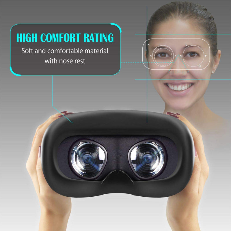 Insten VR Silicone Cover & Eye Pad for Oculus Quest Washable Eye Cushion Cover Sweatproof & Lightproof, Black