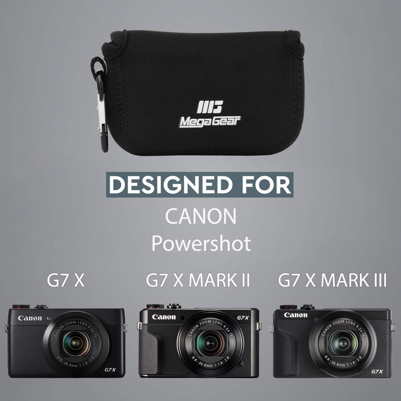 MegaGear Ultra Light Neoprene Camera Case Compatible with Canon PowerShot G7 X Mark III, G7 X Mark II Black