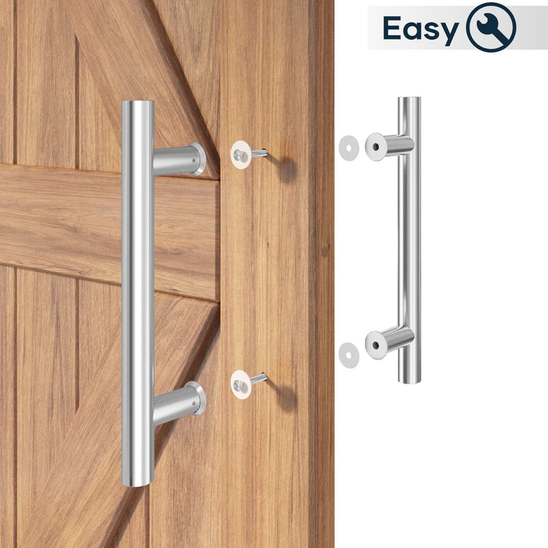 [AUSTRALIA] - EaseLife 12" Stainless Steel Double Sided Push Pull Door Handle,H Shape Sliding Door Handle,Brushed,Fit for Glass Door Wooden Door 1 12inch 