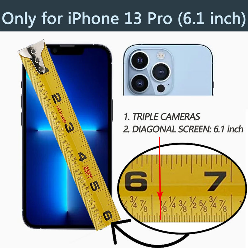 [AUSTRALIA] - LAMEEKU Compatible with iPhone 13 Pro Case Wallet 6.1'', Leather Case with Card Holder, RFID Blocking, 360°Rotation Ring Kickstand, Snap Button Protective Case Designed for Apple iPhone 13 Pro Black 