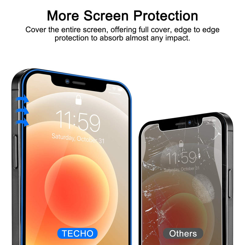 TECHO Unbreakable Screen Protector Compatible with iPhone 12 Pro Max (5X Impact Protection) (Edge to Edge Full Coverage) and Tempered Glass Camera Lens Protector Film (2 PACK) (6.7 inch)