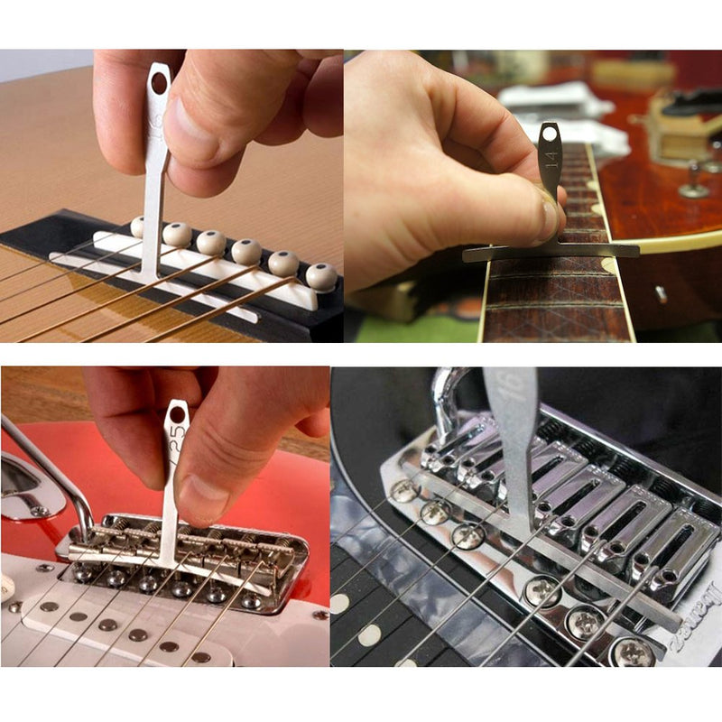 BIGTEDDY - Set of 9 Understring Radius Gauge for Guitar and Bass Setup Luthier Tools for Bridge Saddle Adjustments