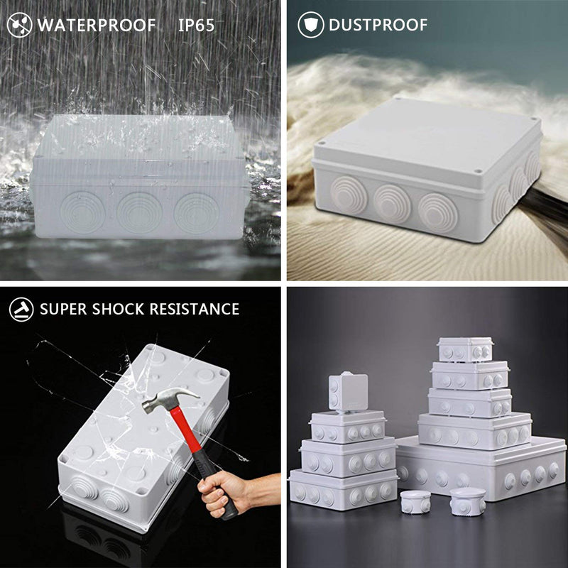 LeMotech ABS Plastic Dustproof Waterproof IP65 Junction Box Universal Electrical Project Enclosure White 3.9 x 3.9 x 2.8 inch (100 x 100 x 70 mm) 3.9" x 3.9" x 2.8"