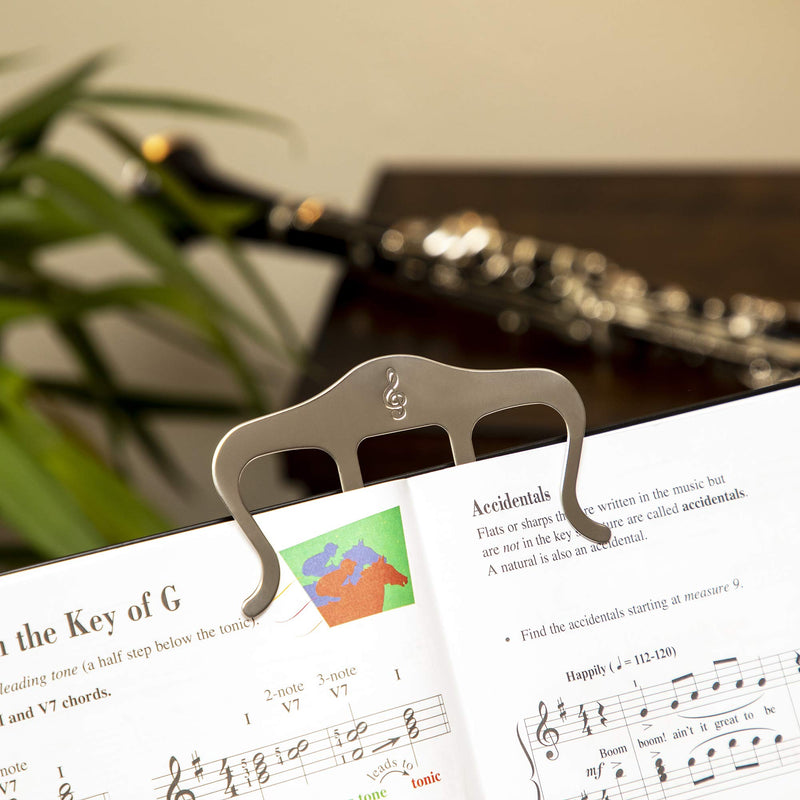 Metal Music Book Clip and Page Holder - Sheet Music Holders for Piano, Keyboard, Stands, and Books - Adorable Page Marker Clips with Velvet Storage and Carrying Bag - Strong, Sturdy