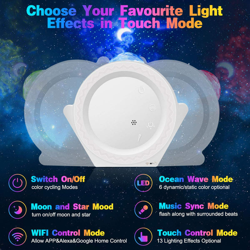 [AUSTRALIA] - Star Projector, Lacoco Ocean Wave Moon and Star Night Light Galaxy Projector,Starry Night Light Projector with Voice Control 360 Degree Rotating Night Sky Projector for Bedroom Gift Black 