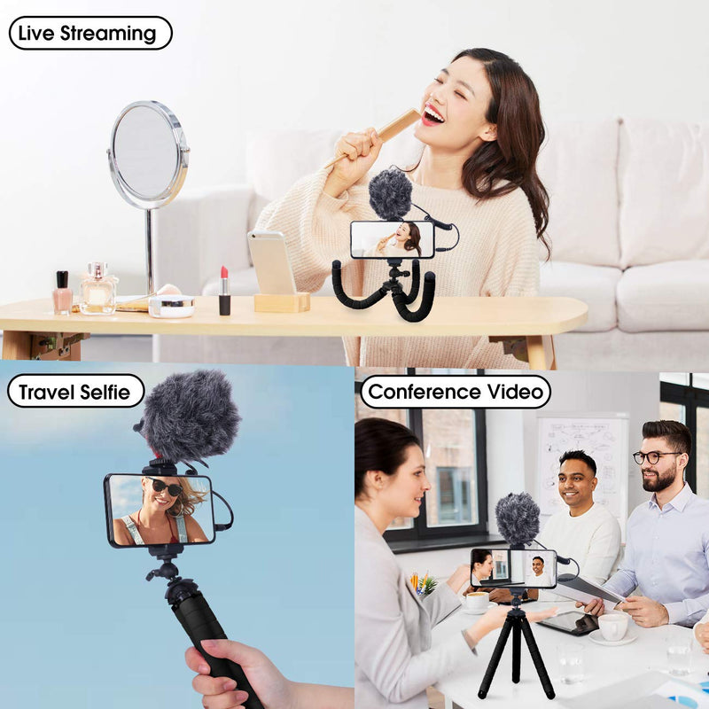 Lusweimi LED Ring Light 6 Inch with Tripod Stand for YouTube Video and Makeup, Mini LED Camera Light with Cell Phone Holder Tabletop Lamp with 3 Light Modes and 11 Brightness Level (Black) black with phone holder